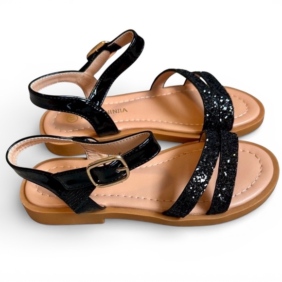 NWOT PandaNinja Toddler Girl Black Sparkly Sandals Size 11 - Picture 4 of 8
